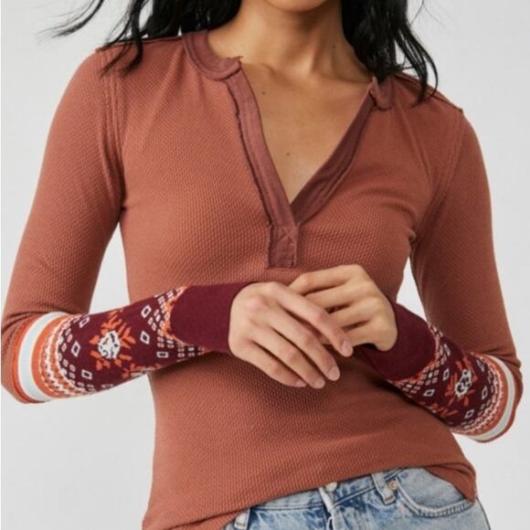 Free People Autumn Combo Mikah Layering Cuff Top Sz S NWT - Picture 1 of 13